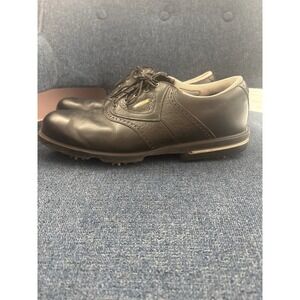 FootJoy GelFusion Golf Shoes Black Leather Wingtip Spiked Mens Size 11.5 M